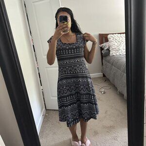 Plus Size Black And White Tribal Pattern Dress